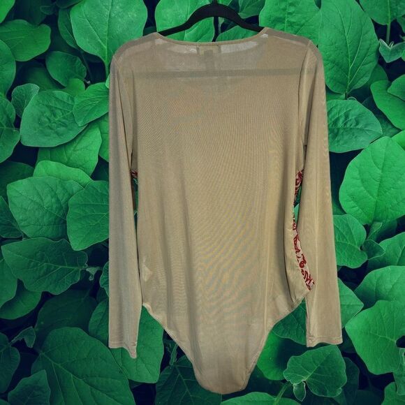 5 for $25🔥Forever 21+ Red Velvet & Tan Sheer Bodysuit 3X - Picture 2 of 8